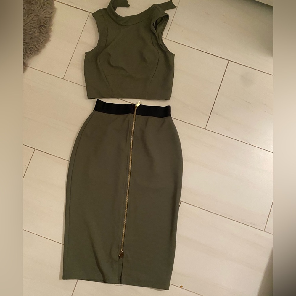 Bebe 2 pieces set green dress S
